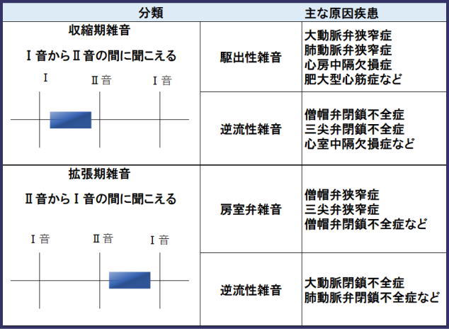 心雑音分類と原因疾患